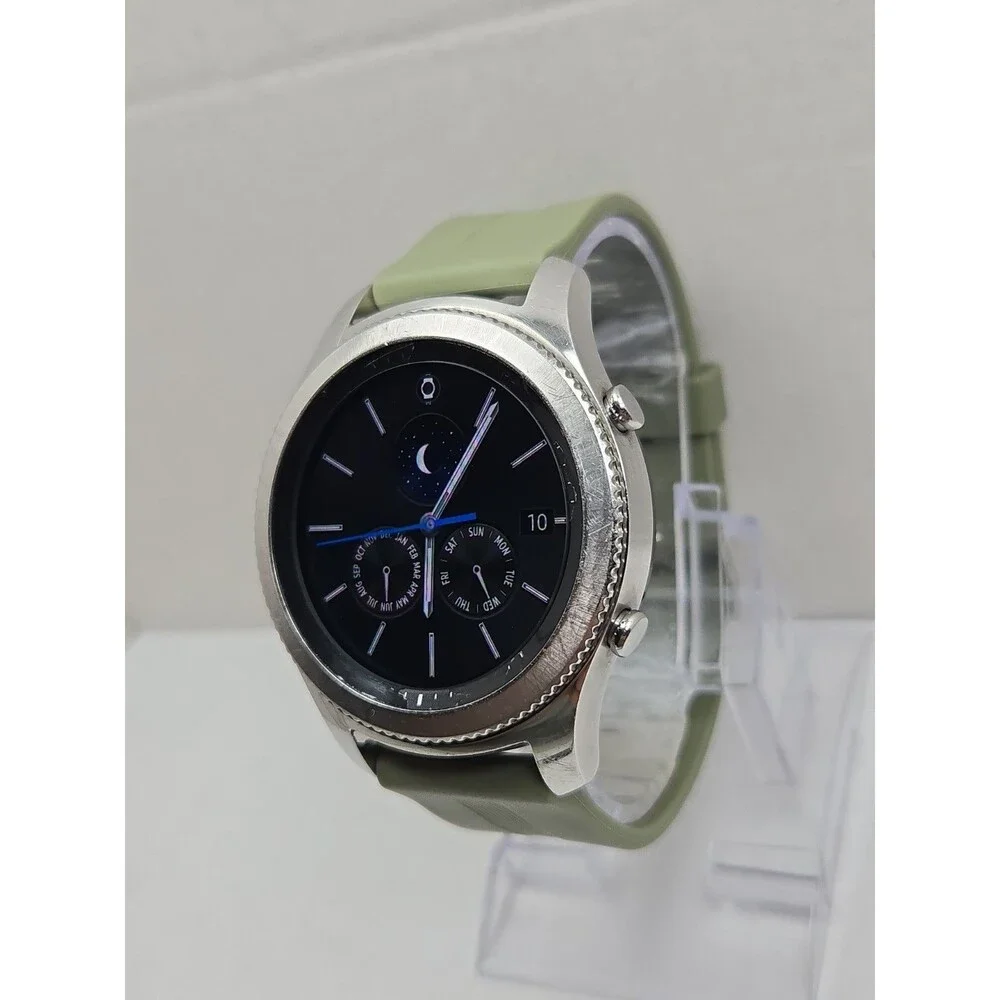 Samsung Gear S3 Classic ATT LTE GPS 46mm Silver Smartwatch Green Band - Read